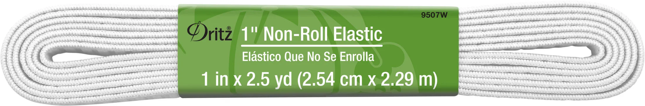 1" Non-Roll Elastic, White