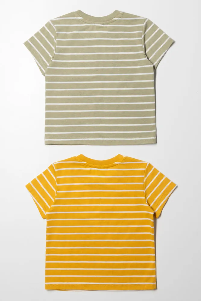 2 Pack Stripe T-Shirts Green And Yellow