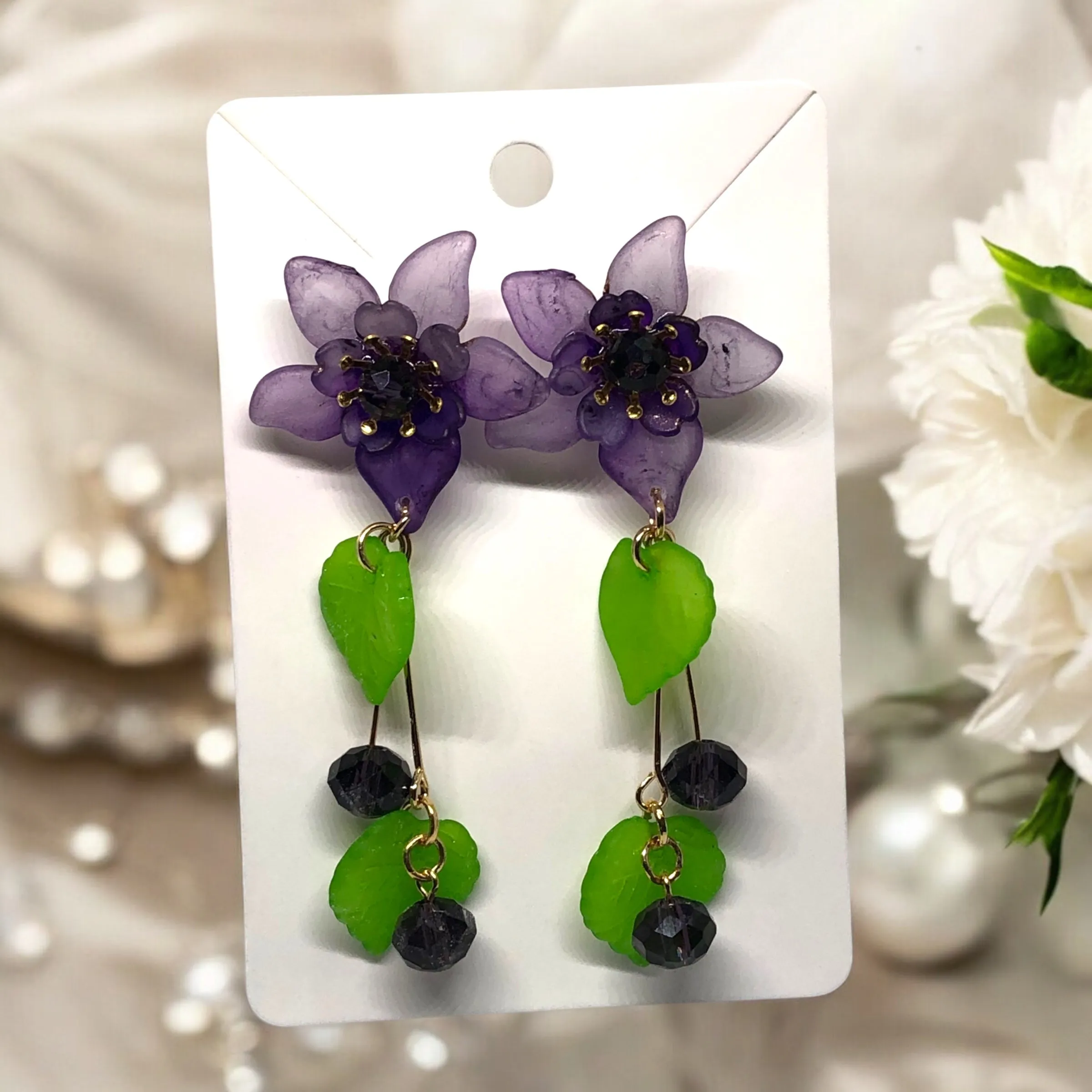 Amethyst Bloom Bohemian Purple leaf Earrings