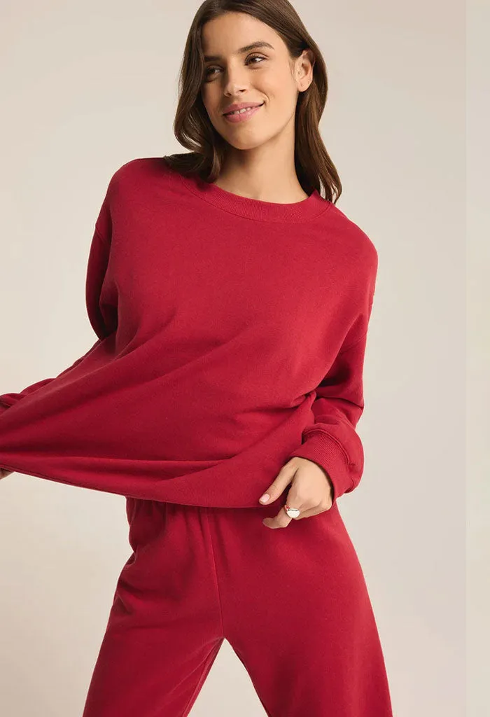 Boyfriend Sweatshirt-Haute Red