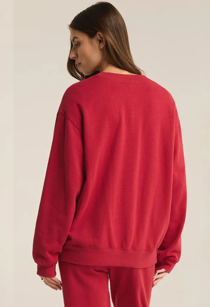 Boyfriend Sweatshirt-Haute Red