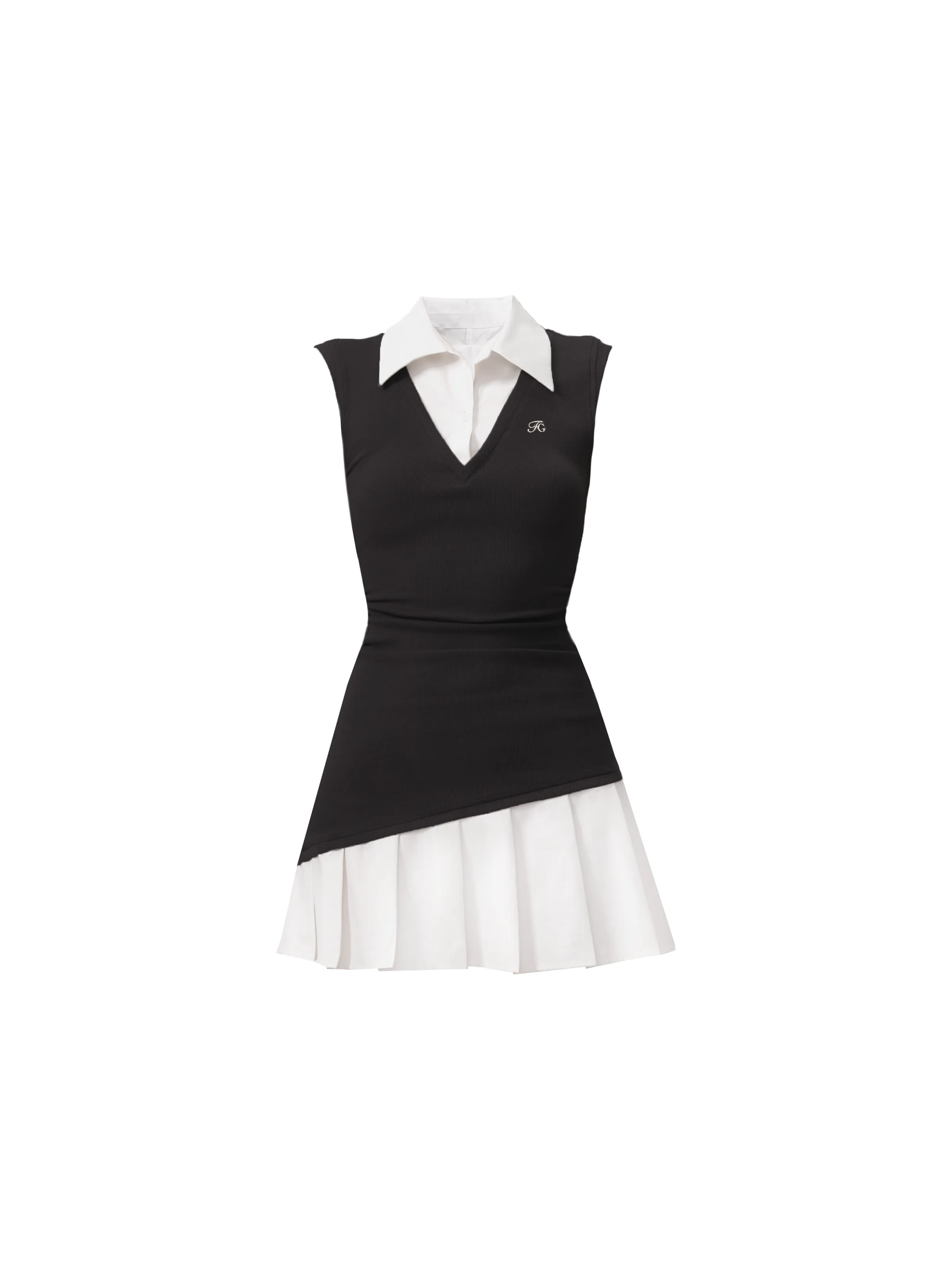 Chic Contrast Collared Mini Dress Duo