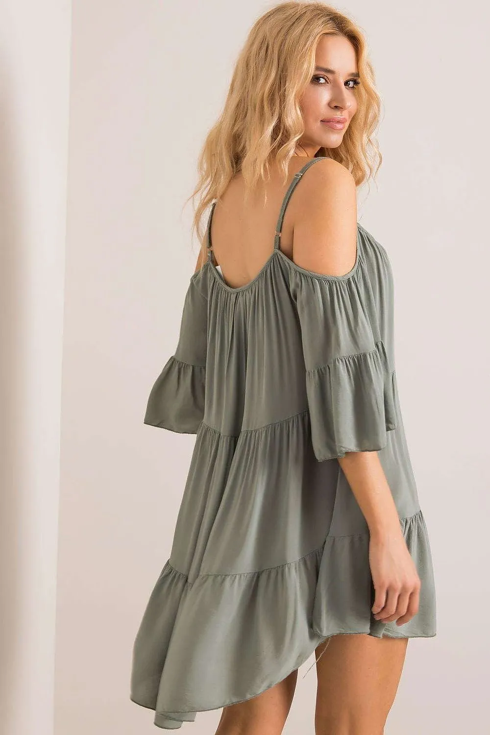 Chic Summer Frill Dress with Adjustable Neckline