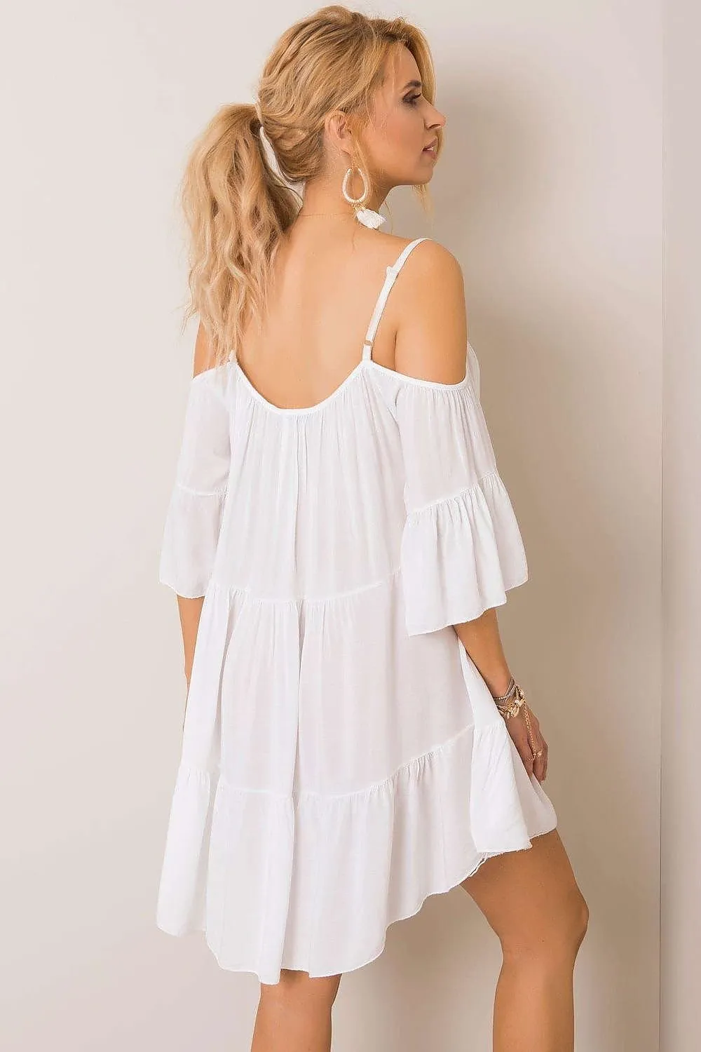 Chic Summer Frill Dress with Adjustable Neckline