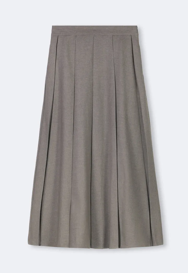 Choice Box Pleated Flared Skirt Anthracite