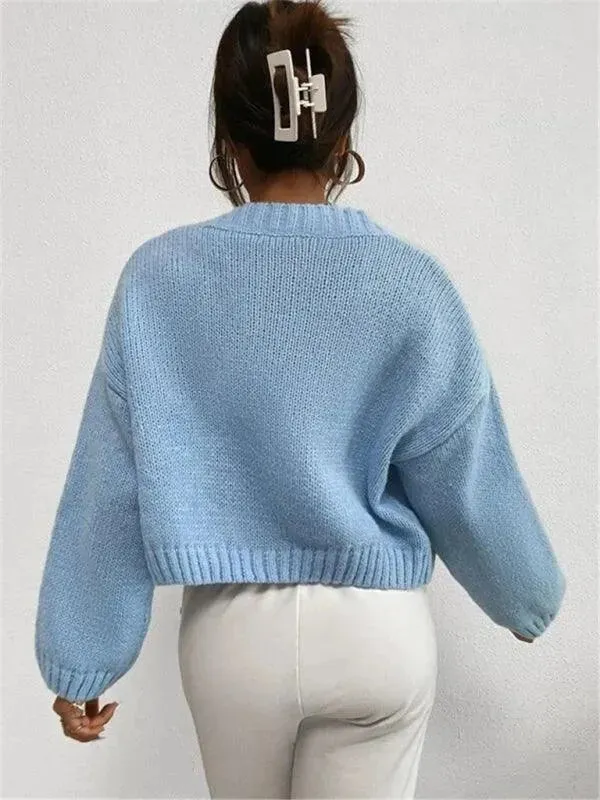 Cloud Crop Women Cardigan Sweater