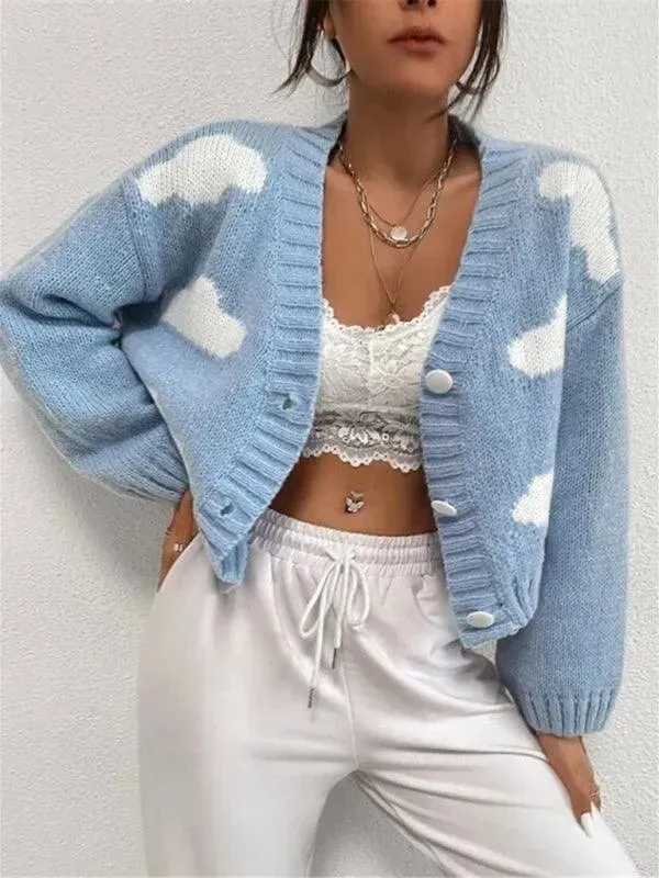 Cloud Crop Women Cardigan Sweater