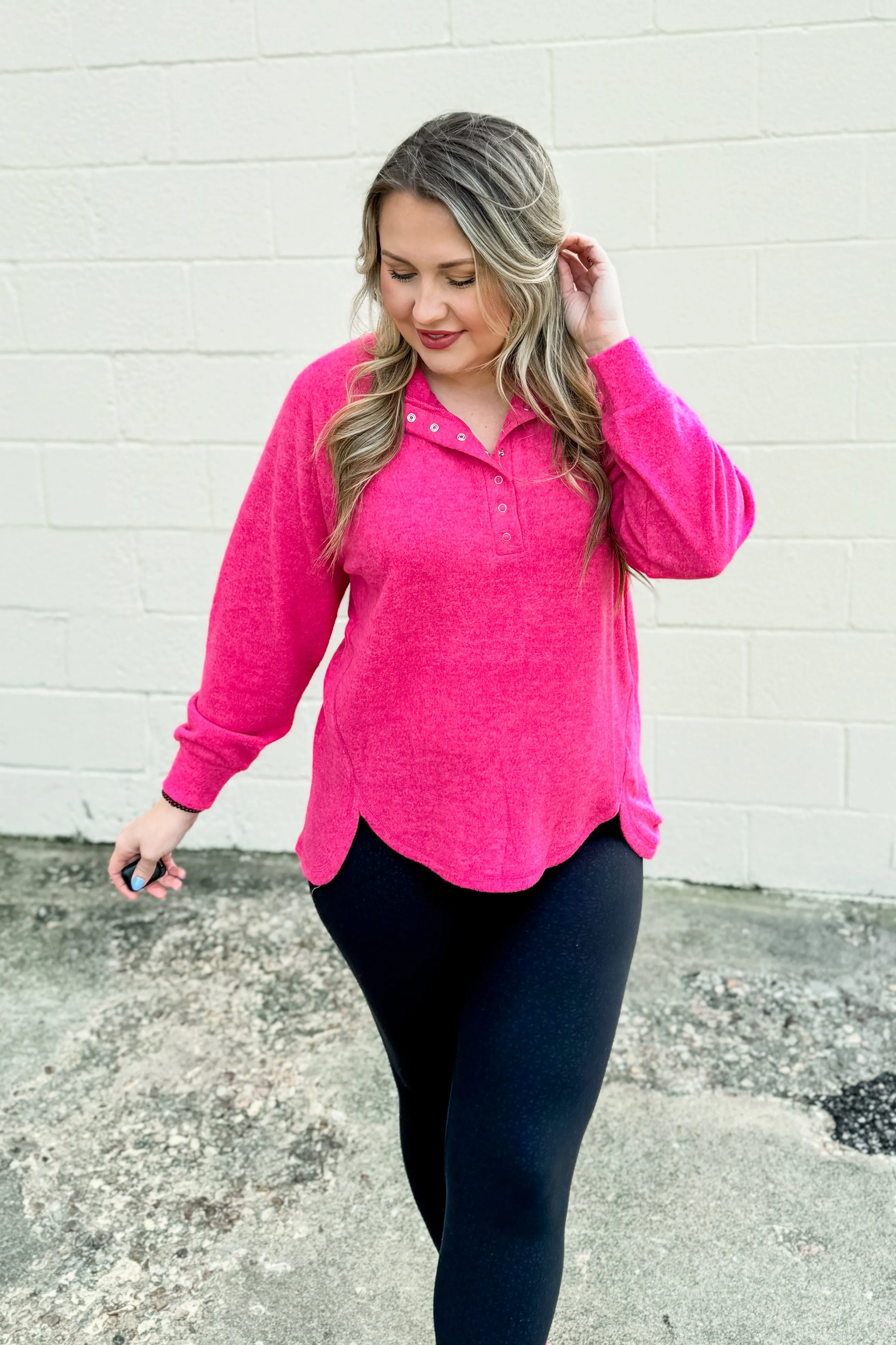 Comfy Stroll Pullover Top, Fuchsia