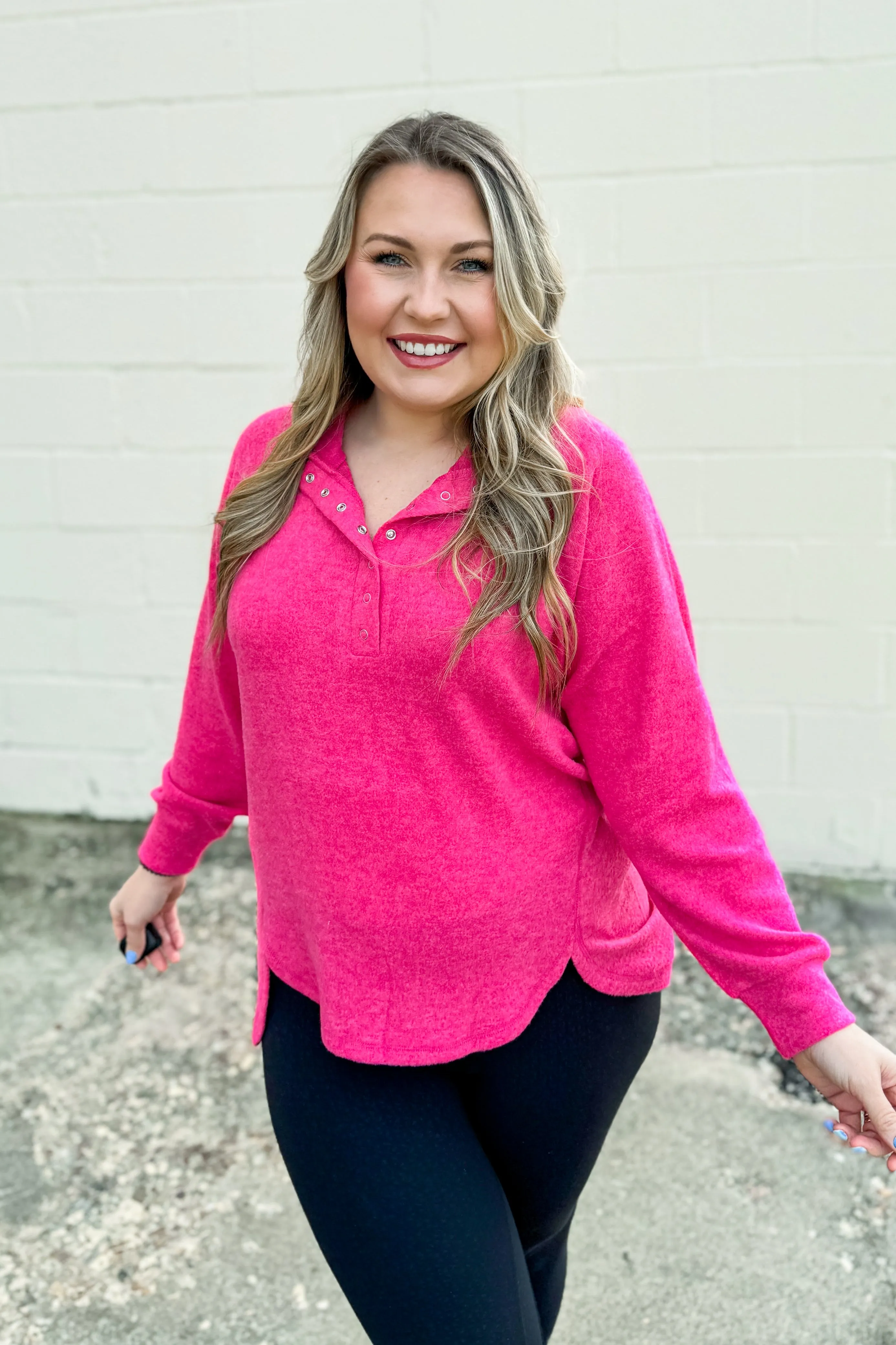 Comfy Stroll Pullover Top, Fuchsia