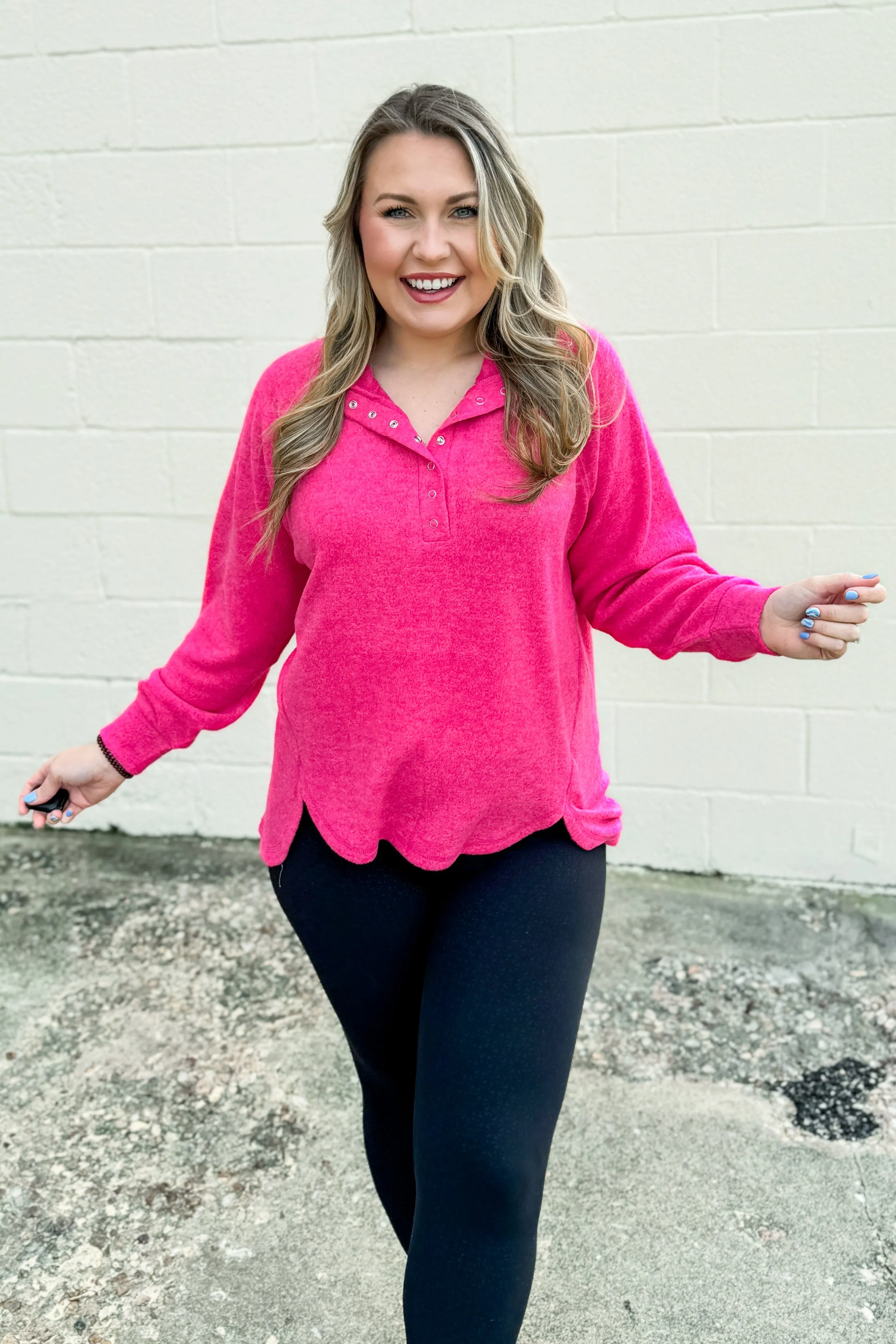 Comfy Stroll Pullover Top, Fuchsia