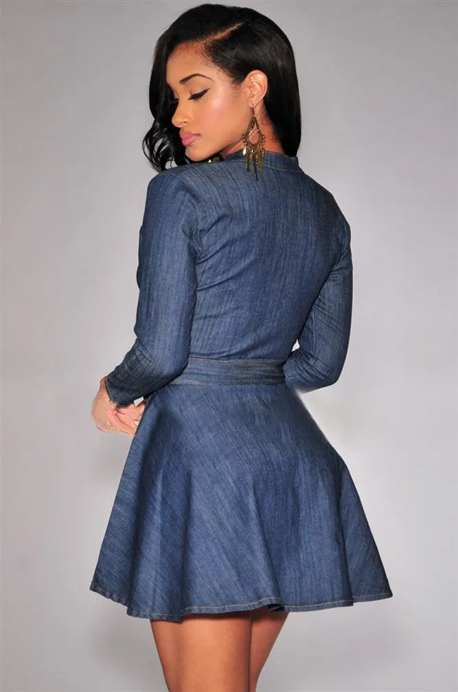 DENIM A-LINE MINI DRESS