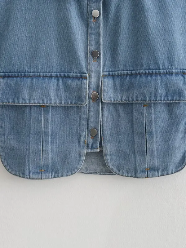 Denim Flap Crop Vest for Trendy Outfits