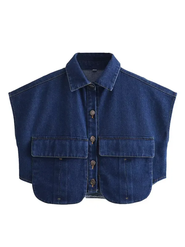 Denim Flap Crop Vest for Trendy Outfits