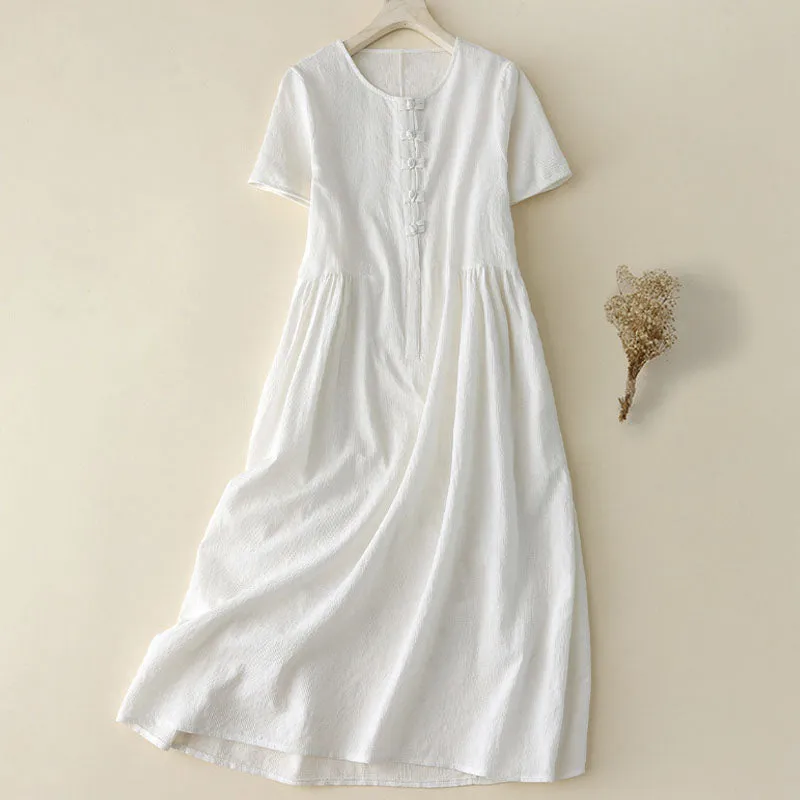 DresSummer Jacquard Cotton Linen Dress