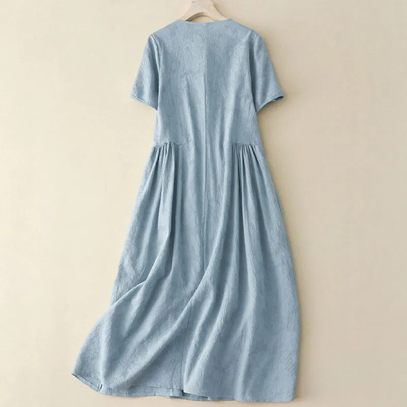 DresSummer Jacquard Cotton Linen Dress