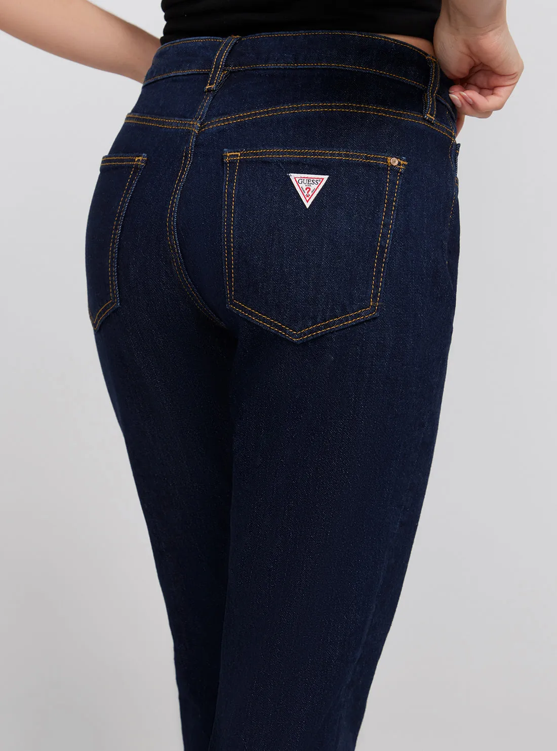 Eco Girly Mid-Rise Denim Jeans in Dark Blue