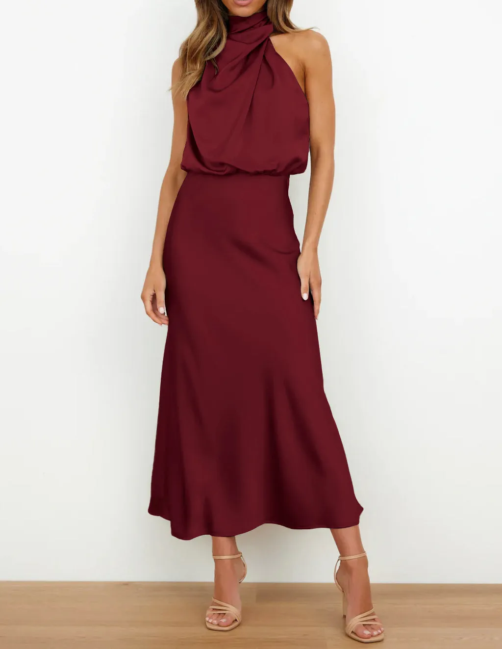 Elegant Crinkle Design Midi Dress