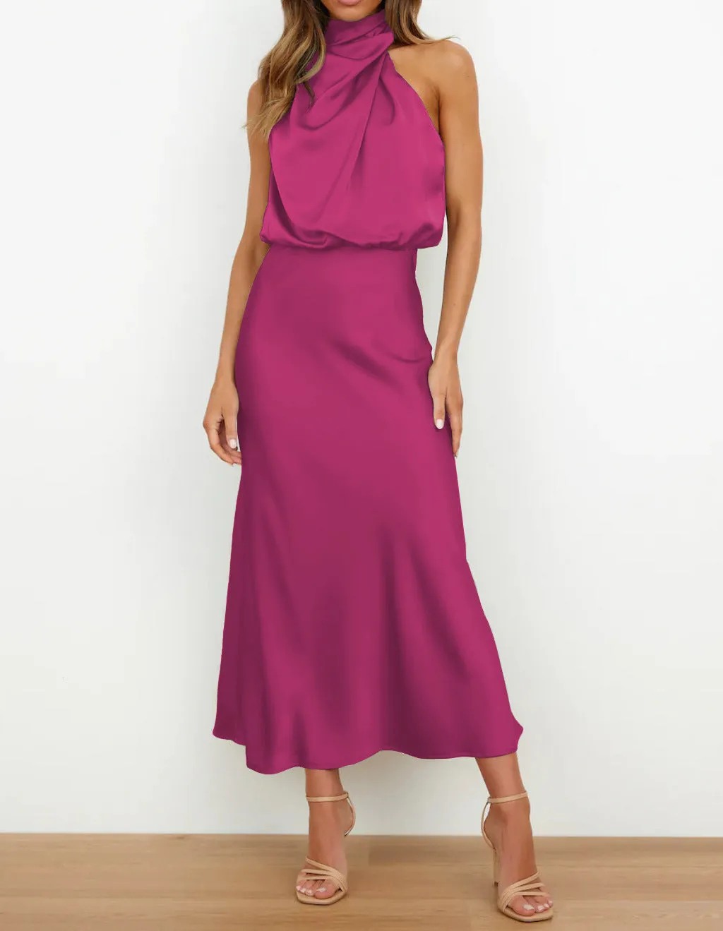 Elegant Crinkle Design Midi Dress