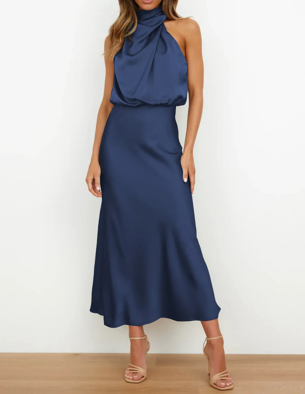 Elegant Crinkle Design Midi Dress