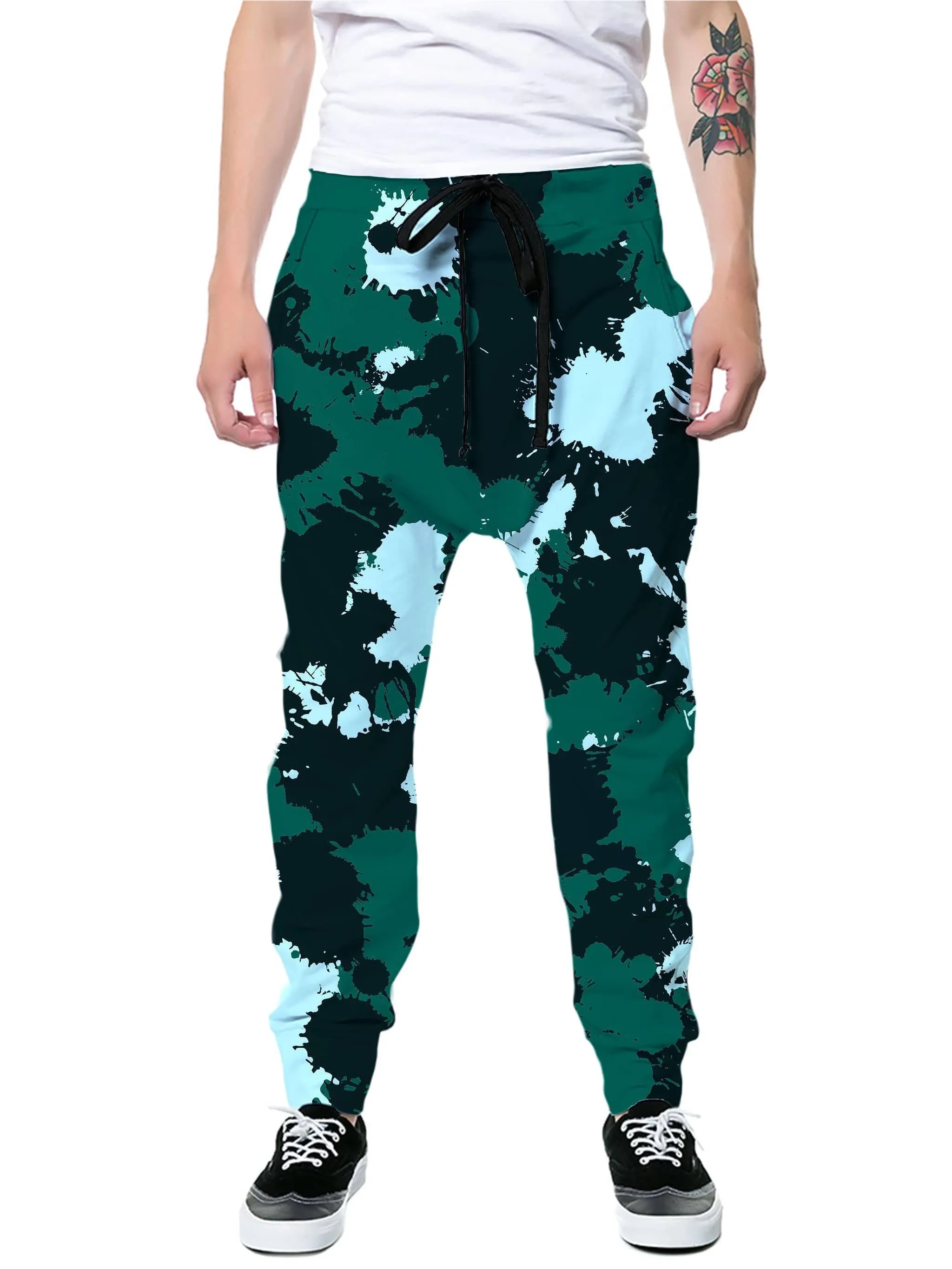 Emerald Teal Paint Splatter Joggers