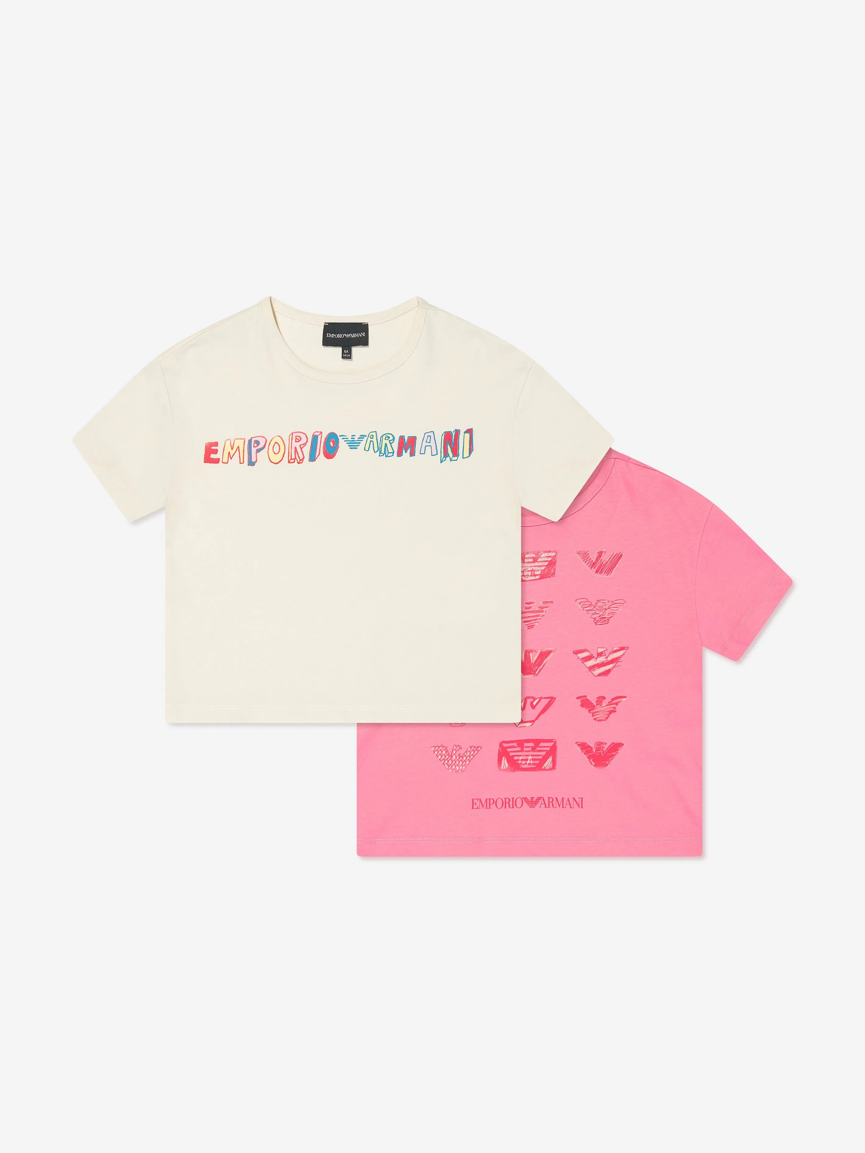 Emporio Armani Girls 2 Pack T-Shirt Set in Multicolour