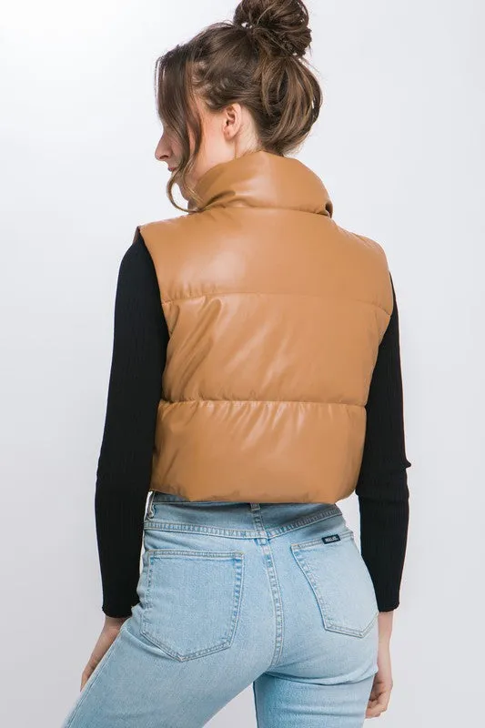 Faux Leather puffer Vest