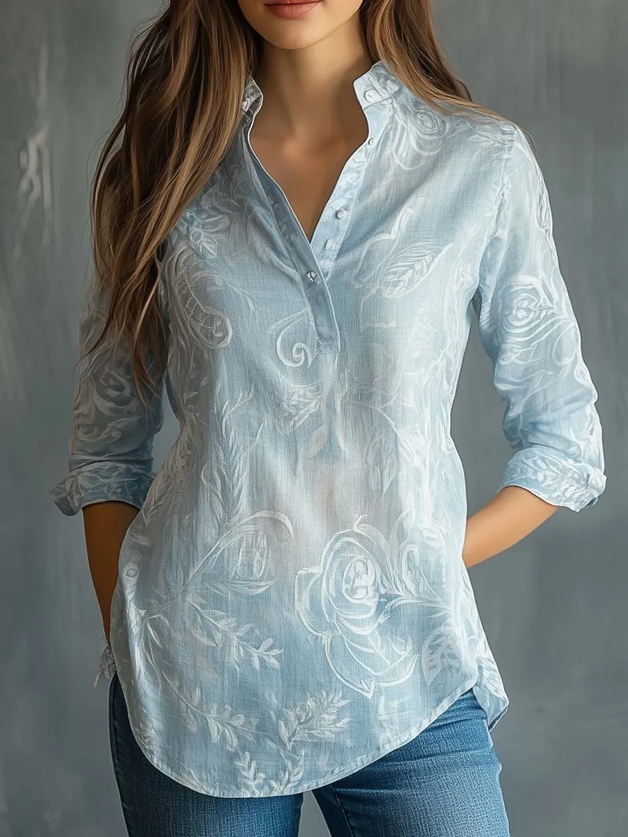 Fresh Baroque Cotton Linen Shirt