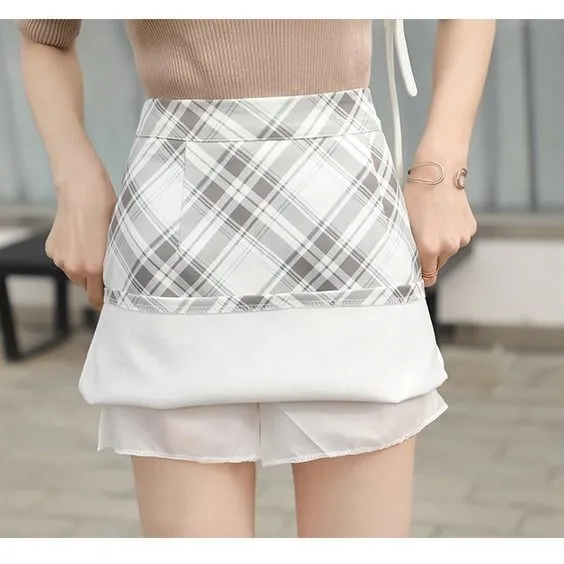 Fresh Looking Chequered Skirt Summer Korean Slim Look Printed A-Line High Waist Pencil Skirt