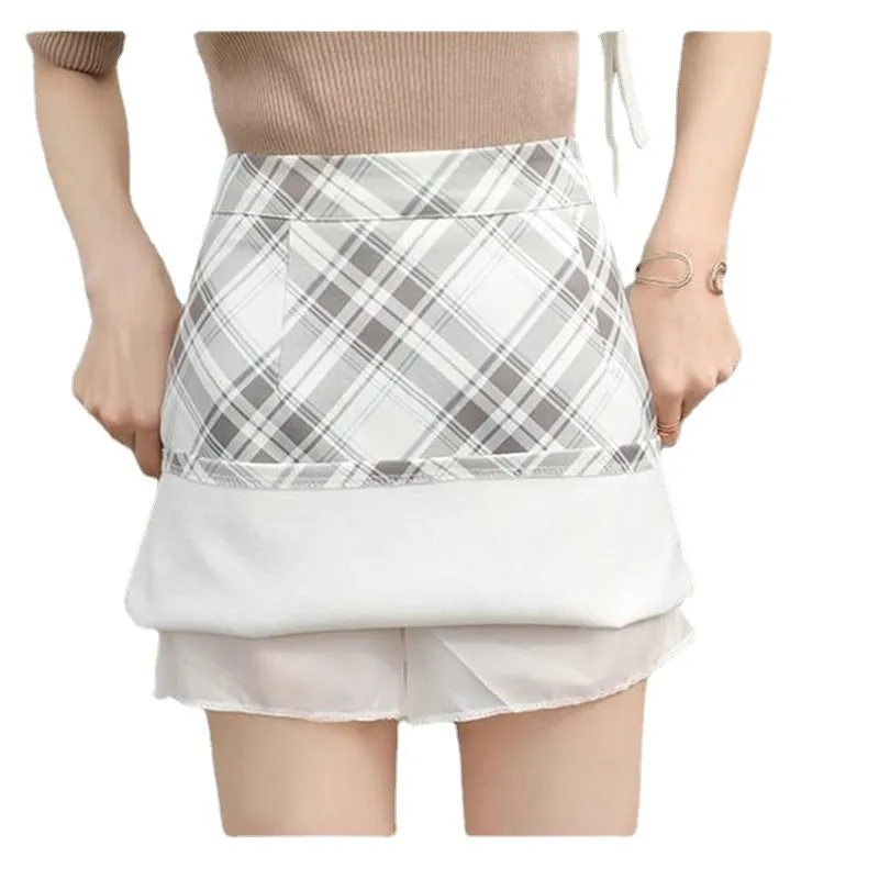 Fresh Looking Chequered Skirt Summer Korean Slim Look Printed A-Line High Waist Pencil Skirt