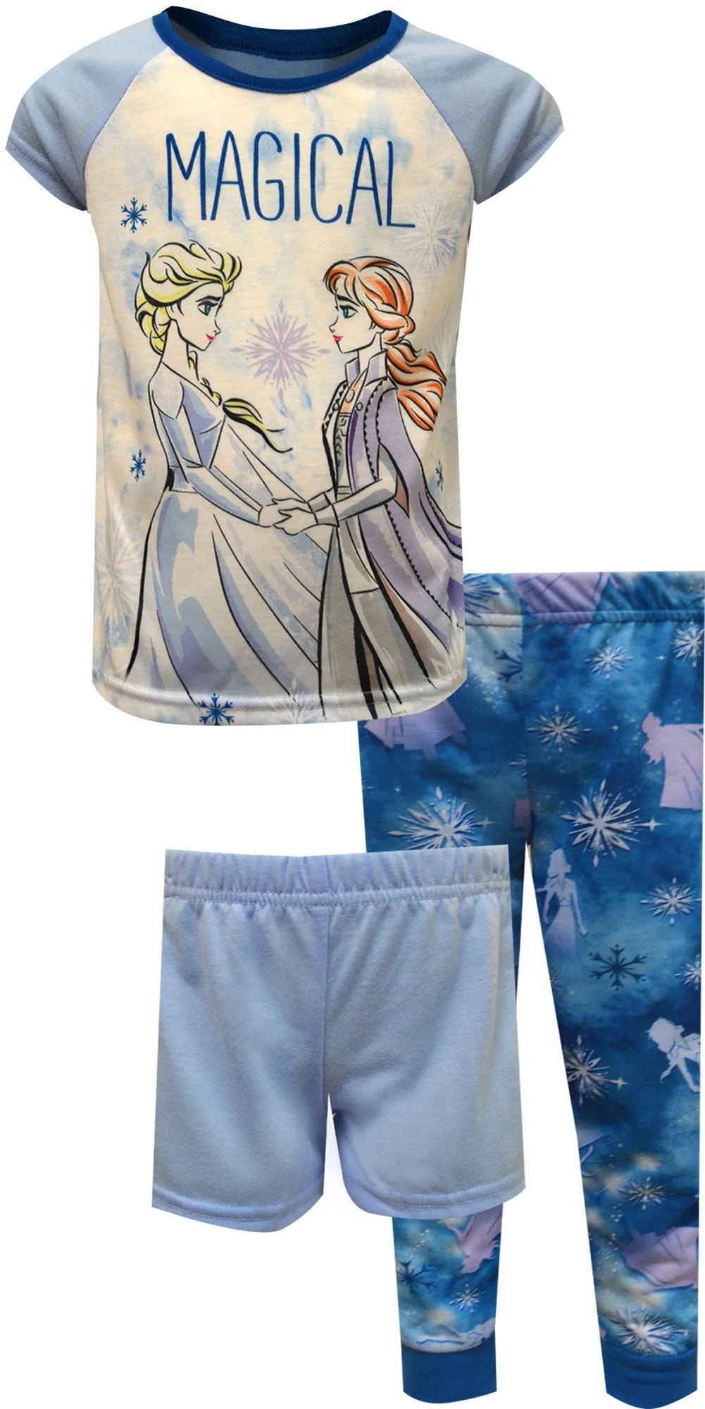 Frozen Princesses Elsa and Anna Magical 3 Piece Pajama