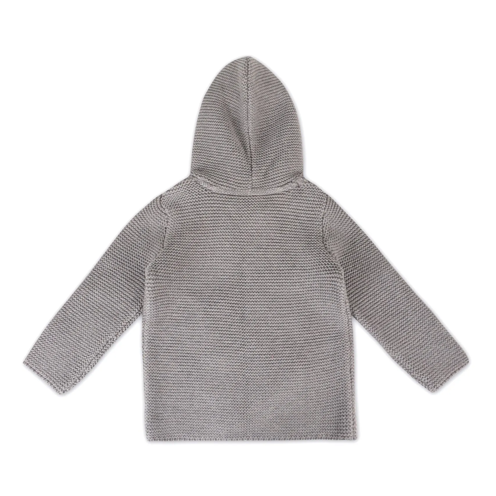 Hooded Button & Pocket Sweater - Heather Grey