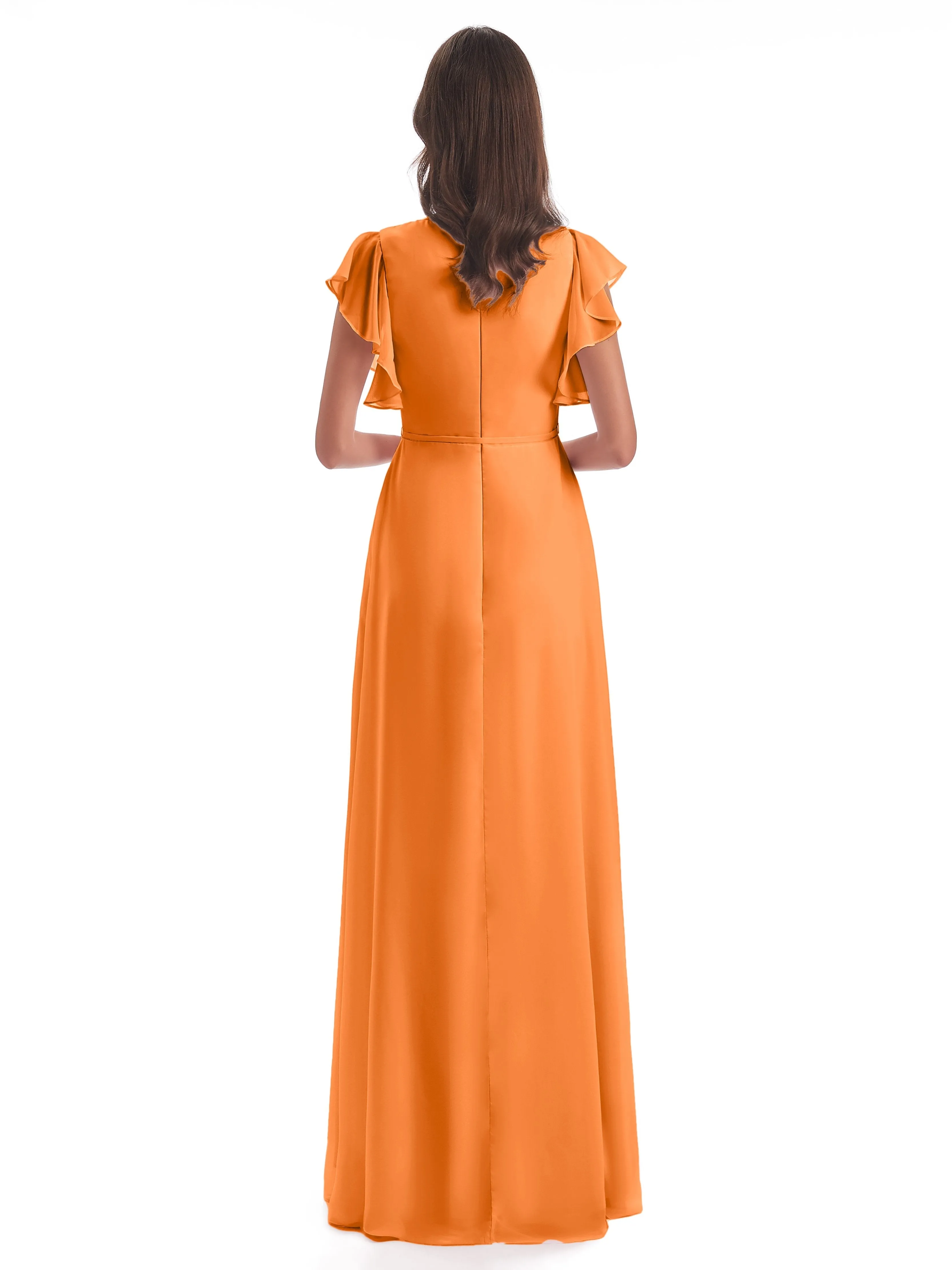 Hope Charming V Neck Long Chiffon Bridesmaid Dresses