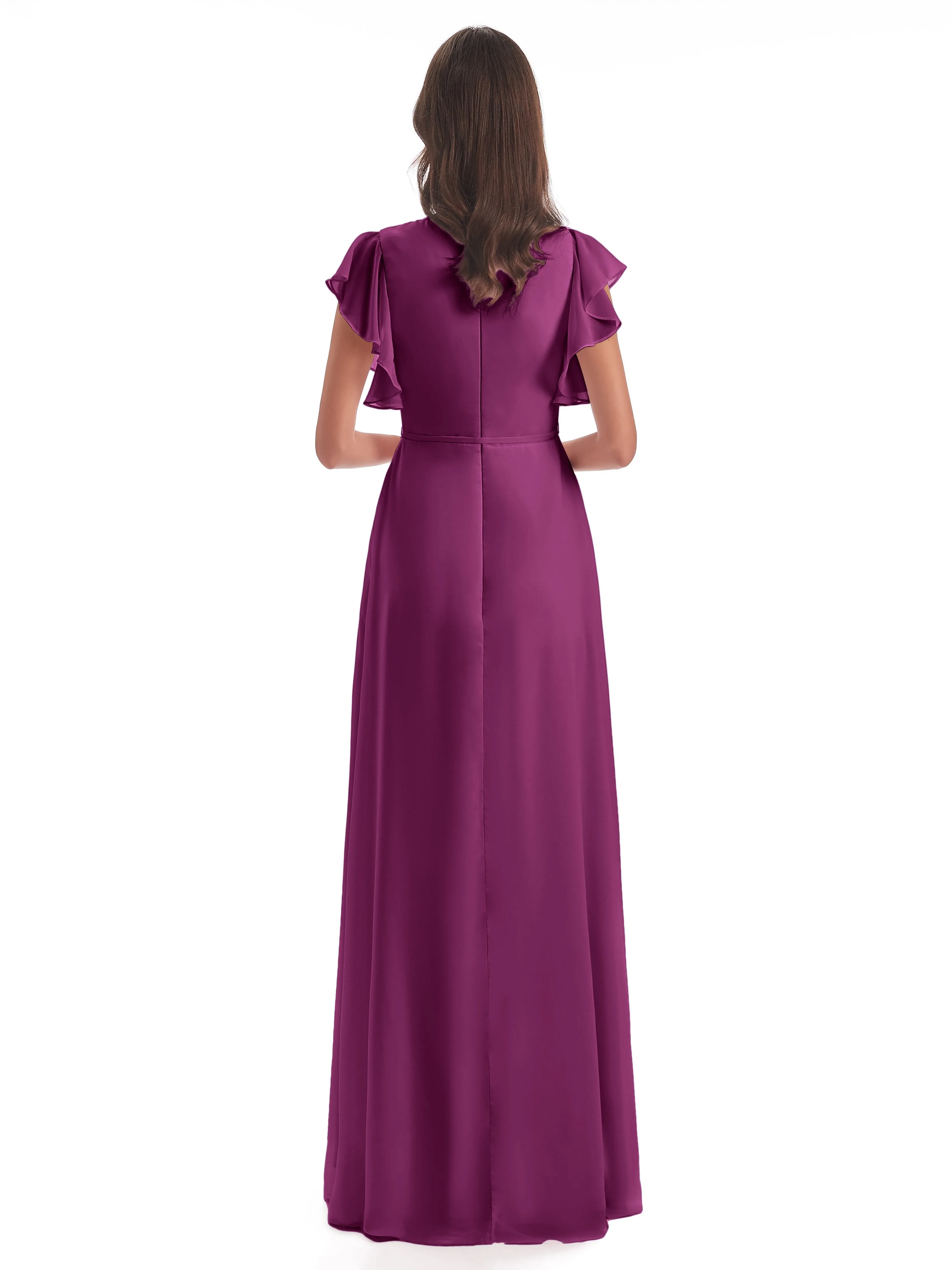 Hope Charming V Neck Long Chiffon Bridesmaid Dresses