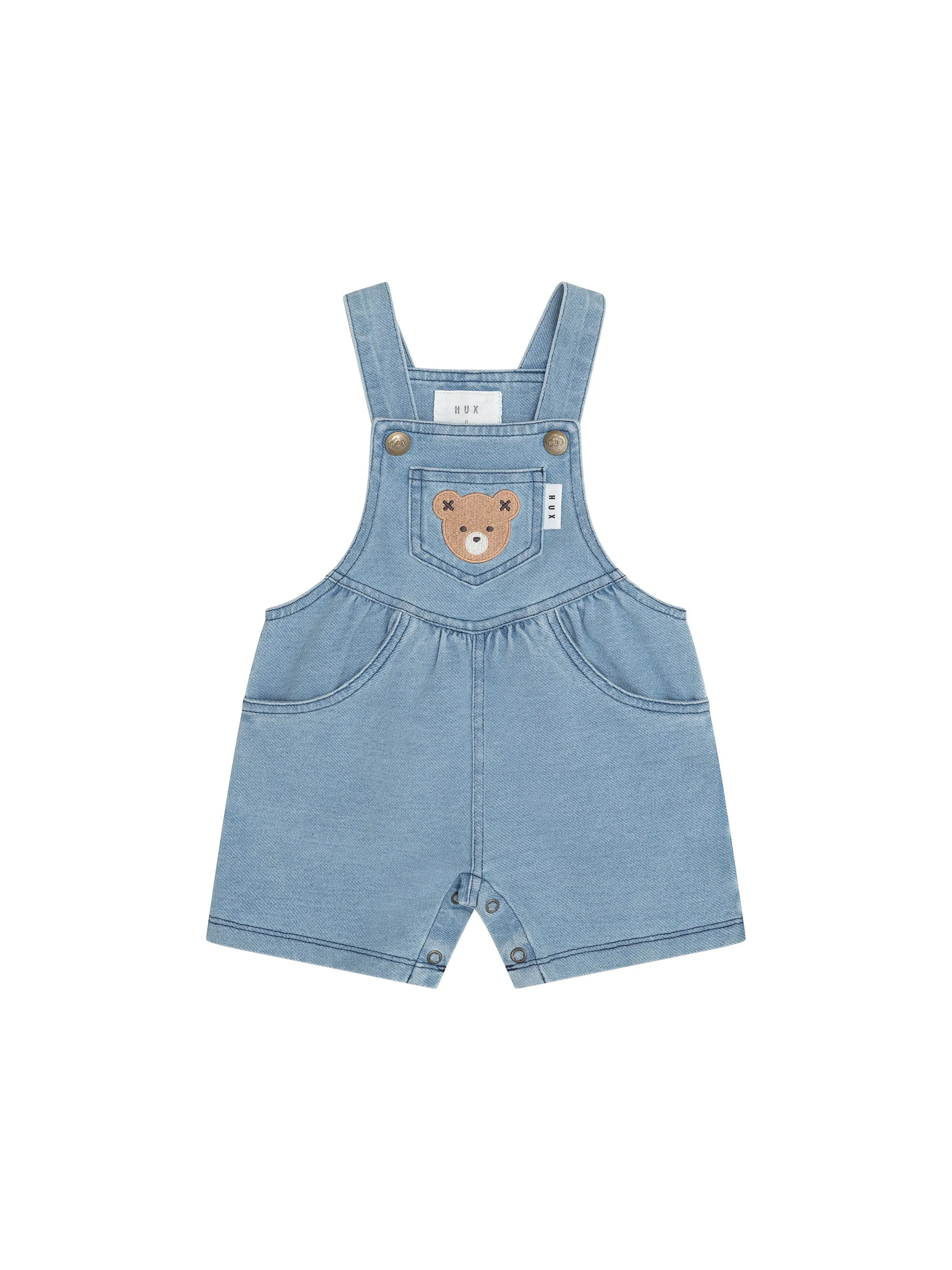 HUXBEAR KNIT DENIM SHORT OVERALLS