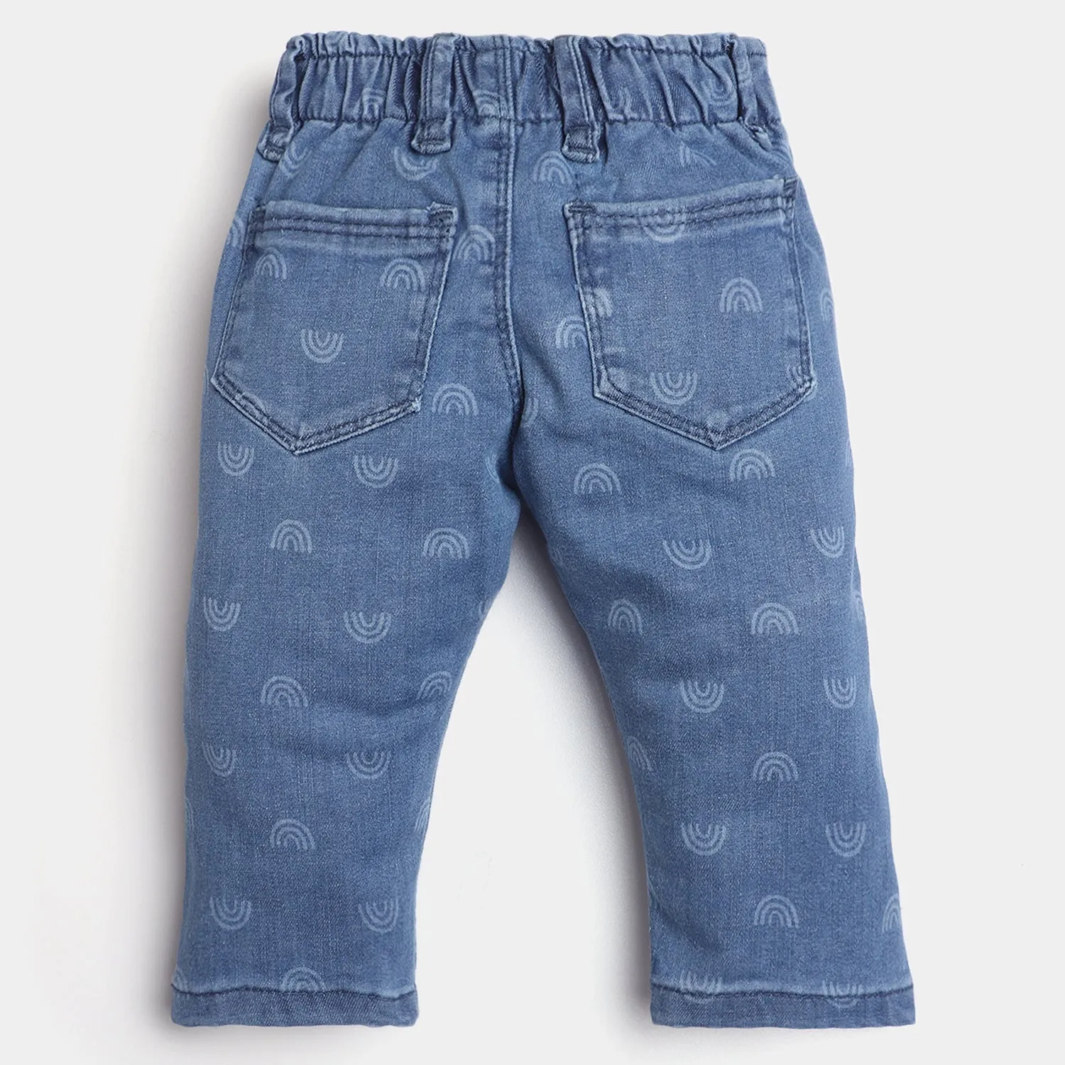 Infant Girls Denim Pant Rainbow-Mid Blue