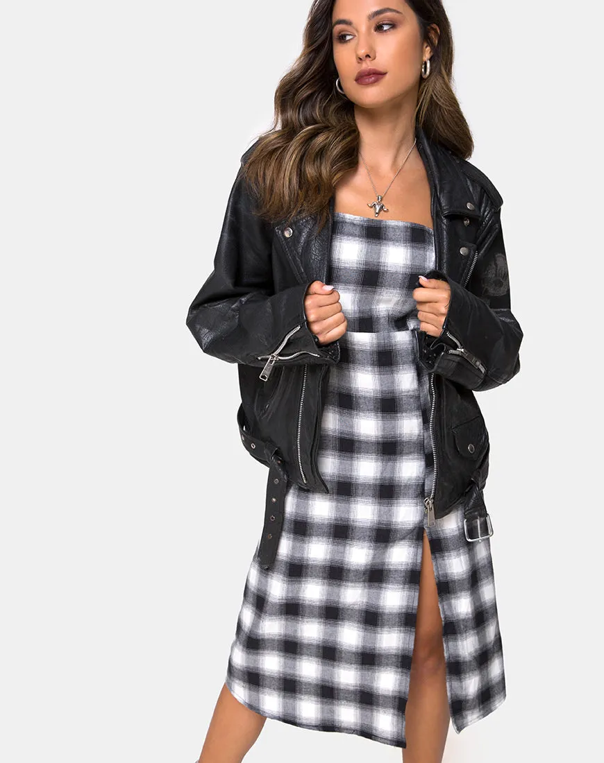 Kaoya Dress in Plaid Black White