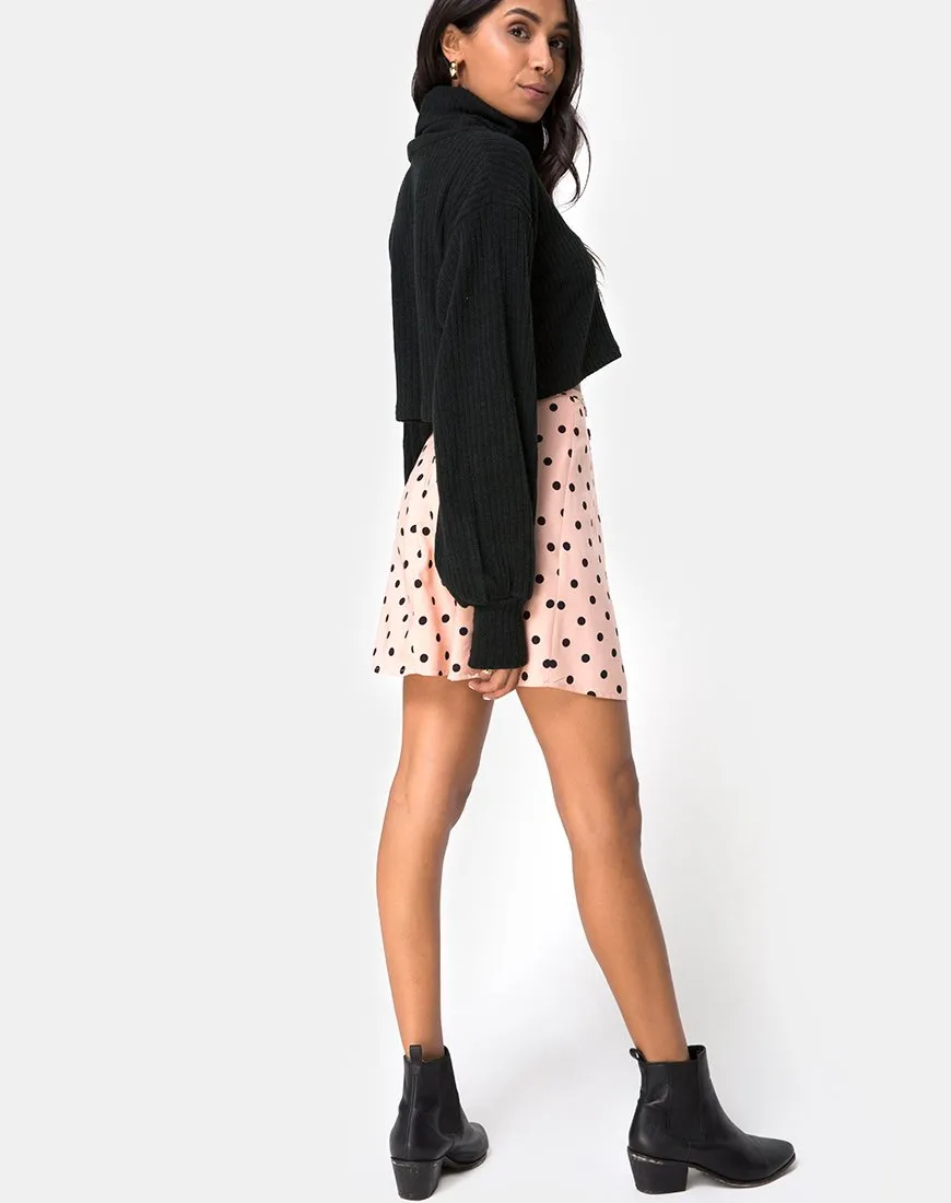 Khabel A-Line Skirt in New Polka Nude Black