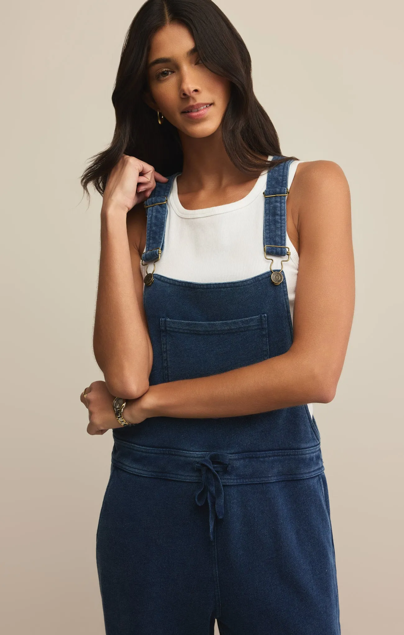 Knit Denim Overalls