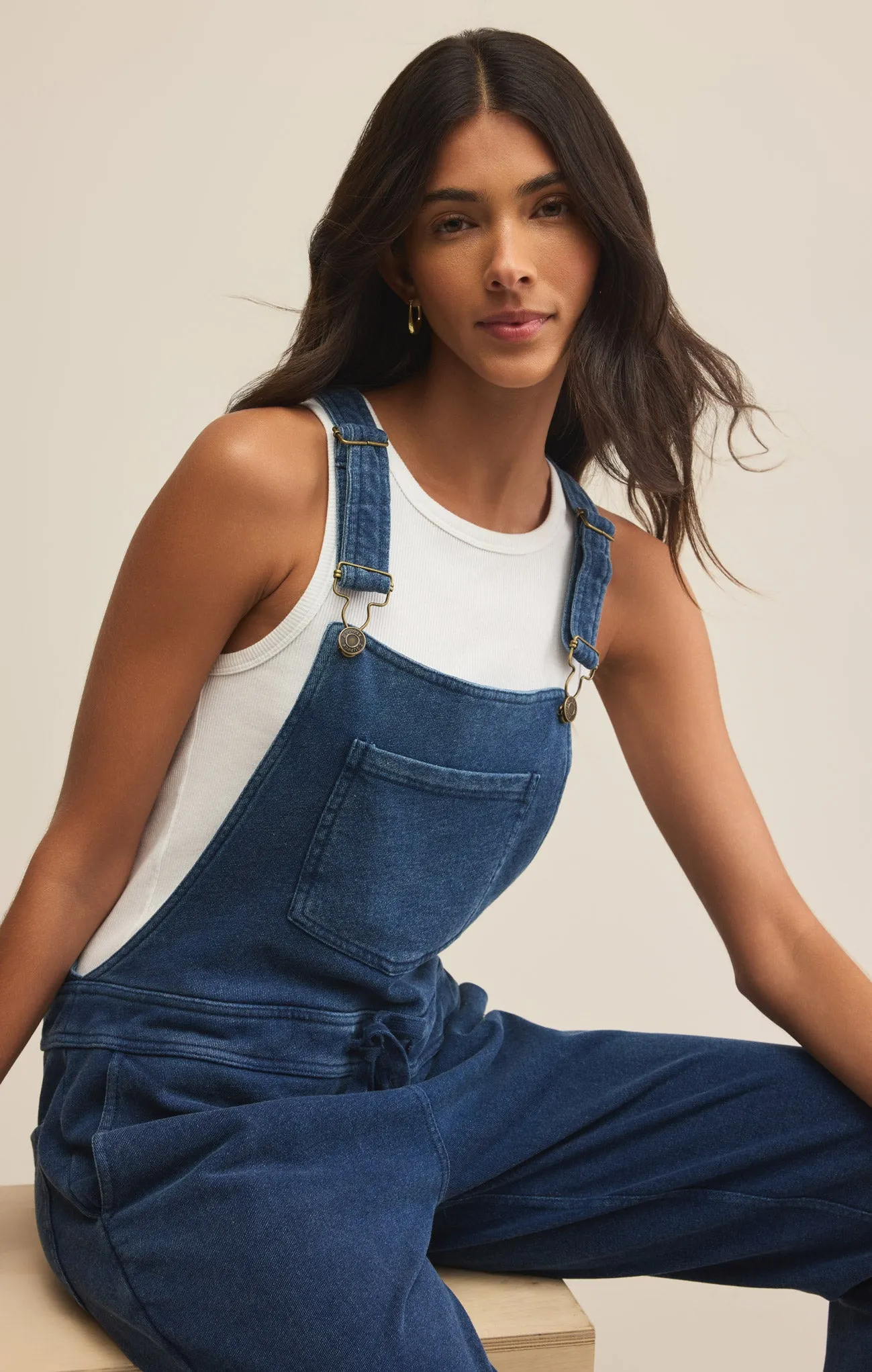 Knit Denim Overalls