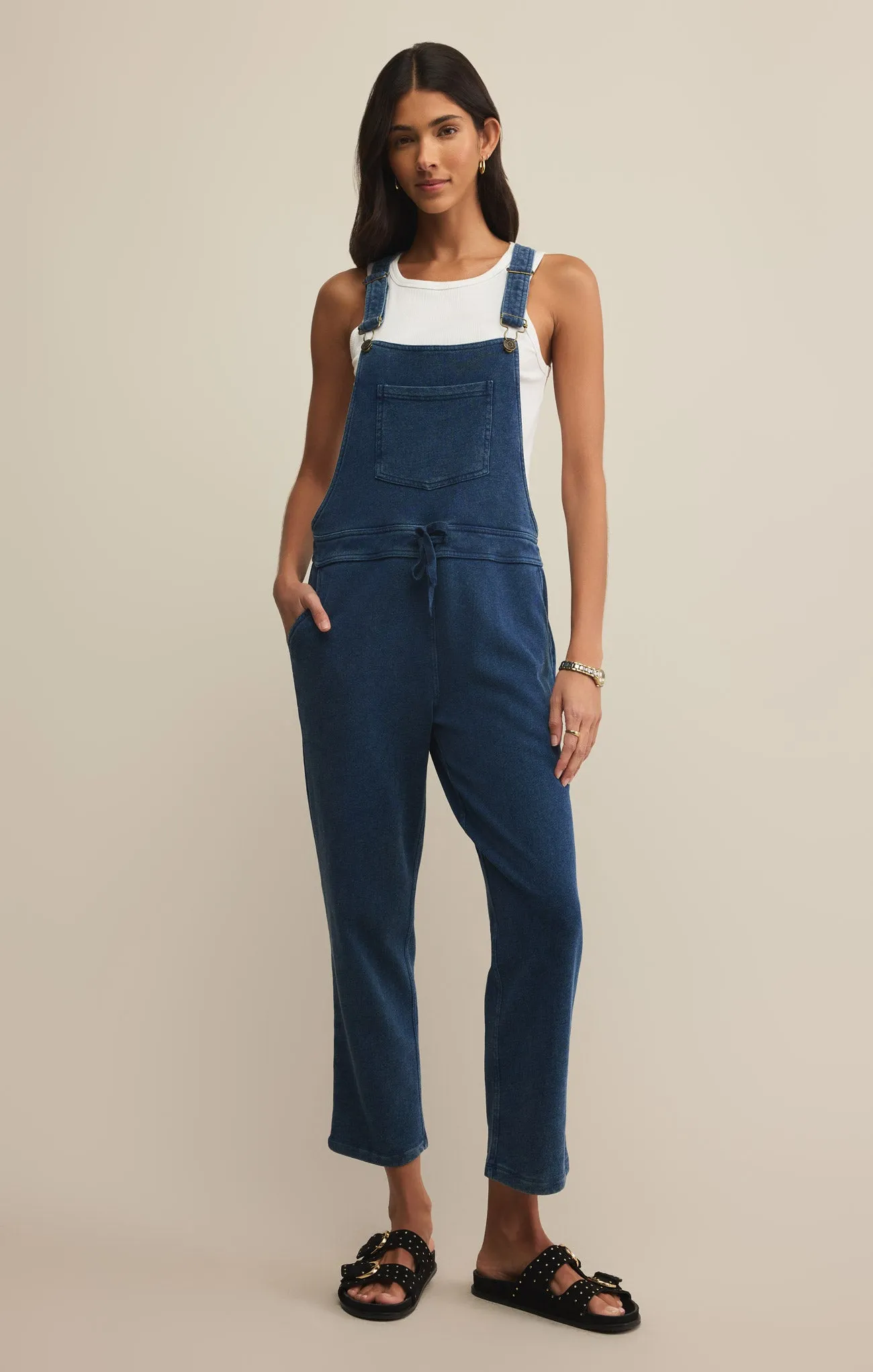 Knit Denim Overalls