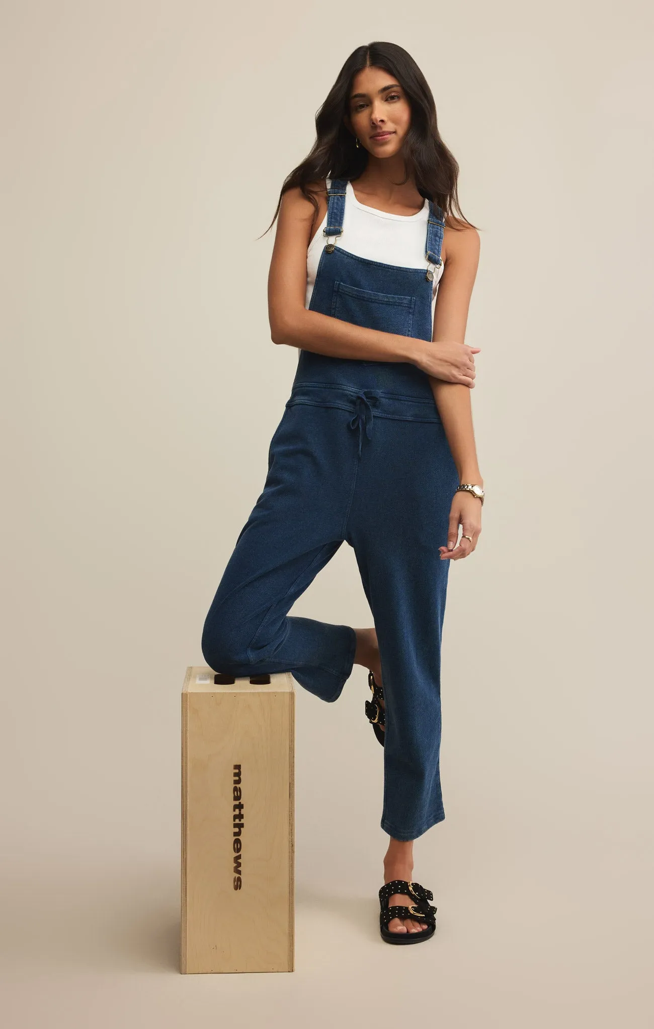 Knit Denim Overalls