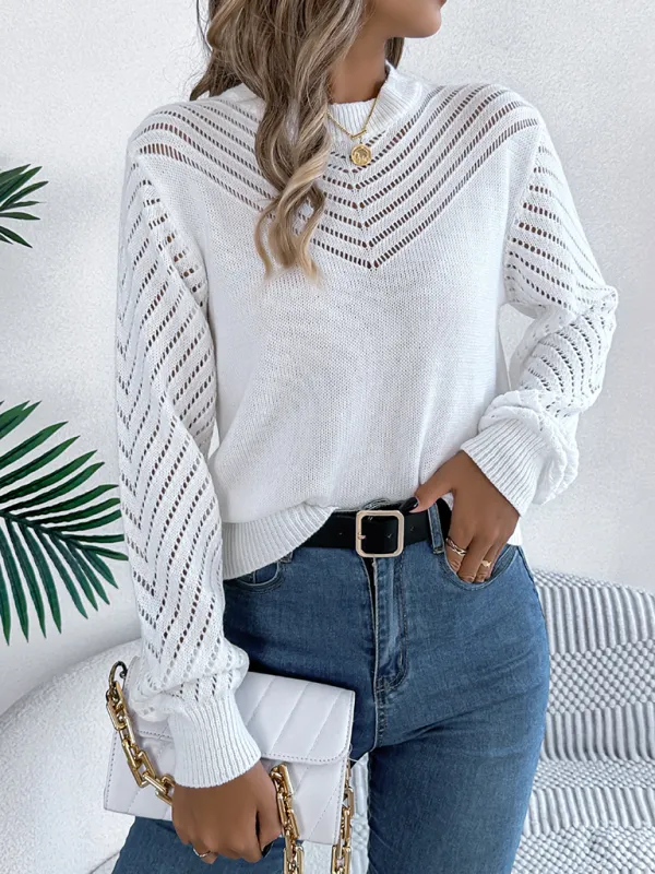 Knit Sweater with Bishop Sleeves for Stylish Layering