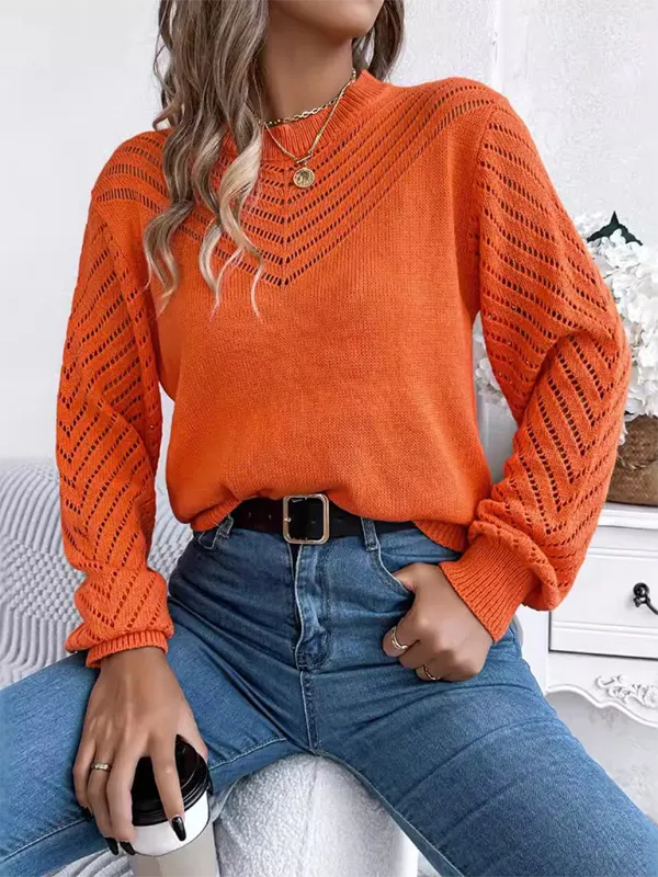 Knit Sweater with Bishop Sleeves for Stylish Layering