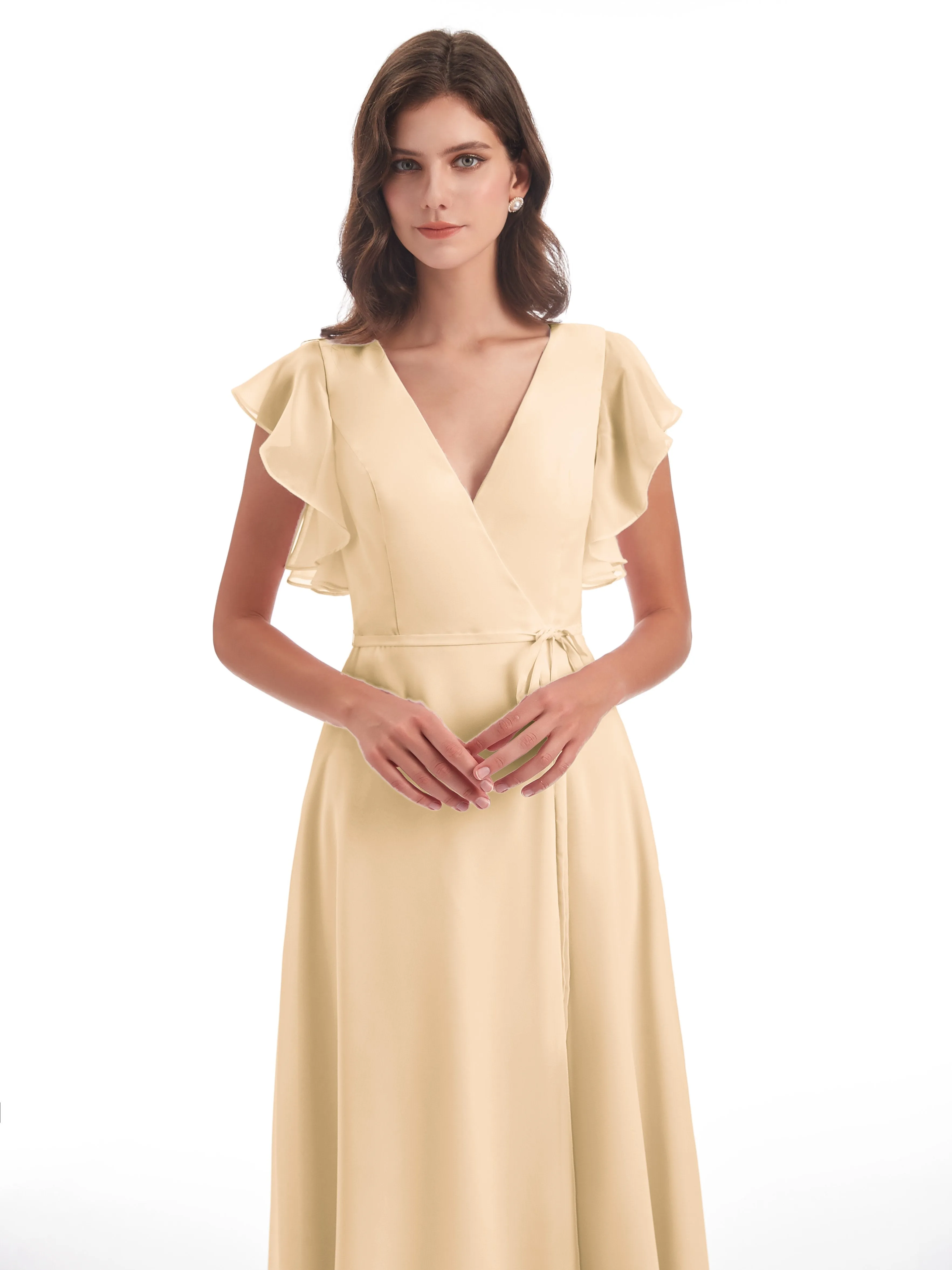 Long Peach Bridesmaid Dresses Hope Charming V Neck Long Chiffon Bridesmaid Dresses