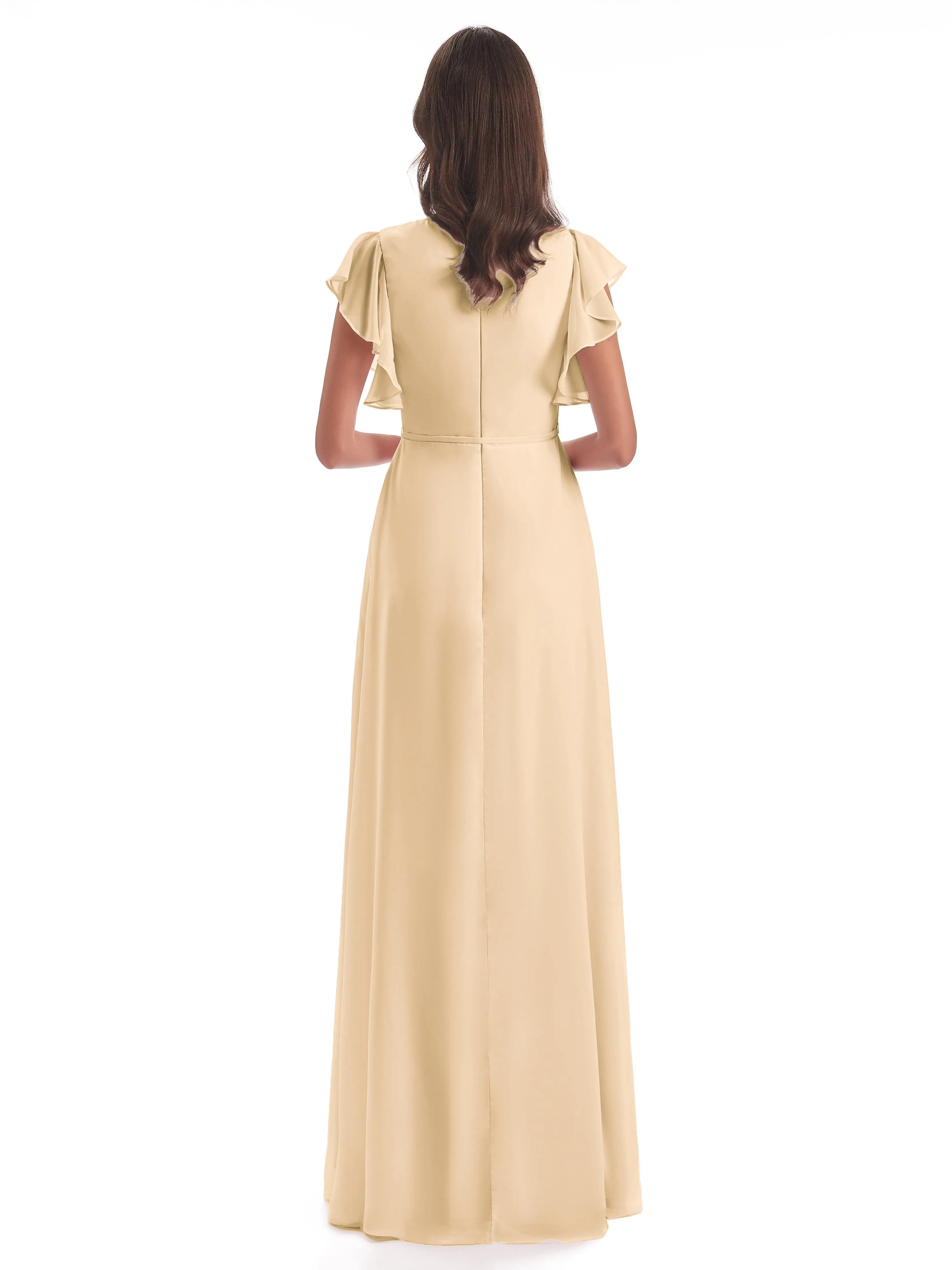 Long Peach Bridesmaid Dresses Hope Charming V Neck Long Chiffon Bridesmaid Dresses