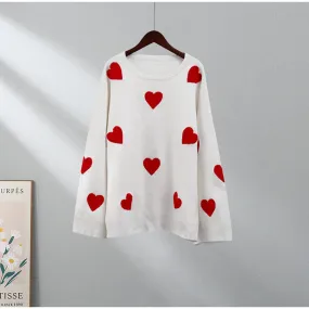 Lucy Oversized Love Heart O Neck Knit Women Sweater