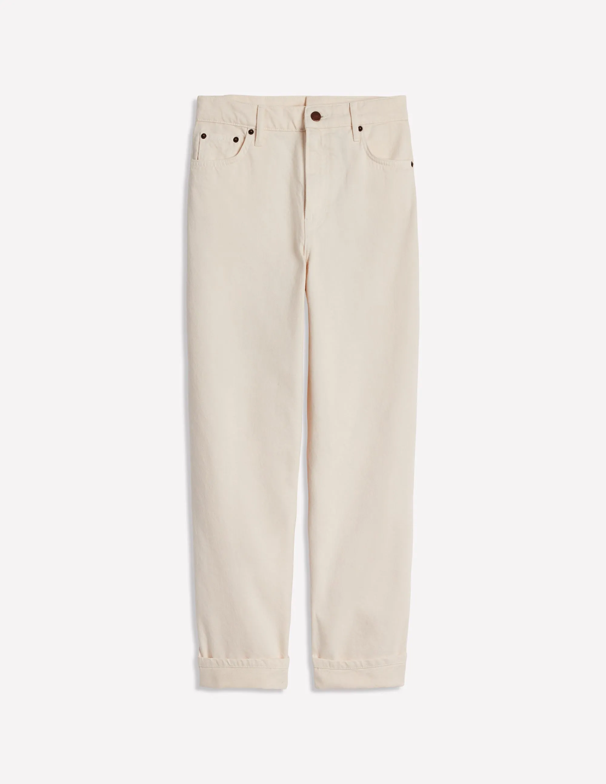 Mid Rise Relaxed Jeans-Ecru