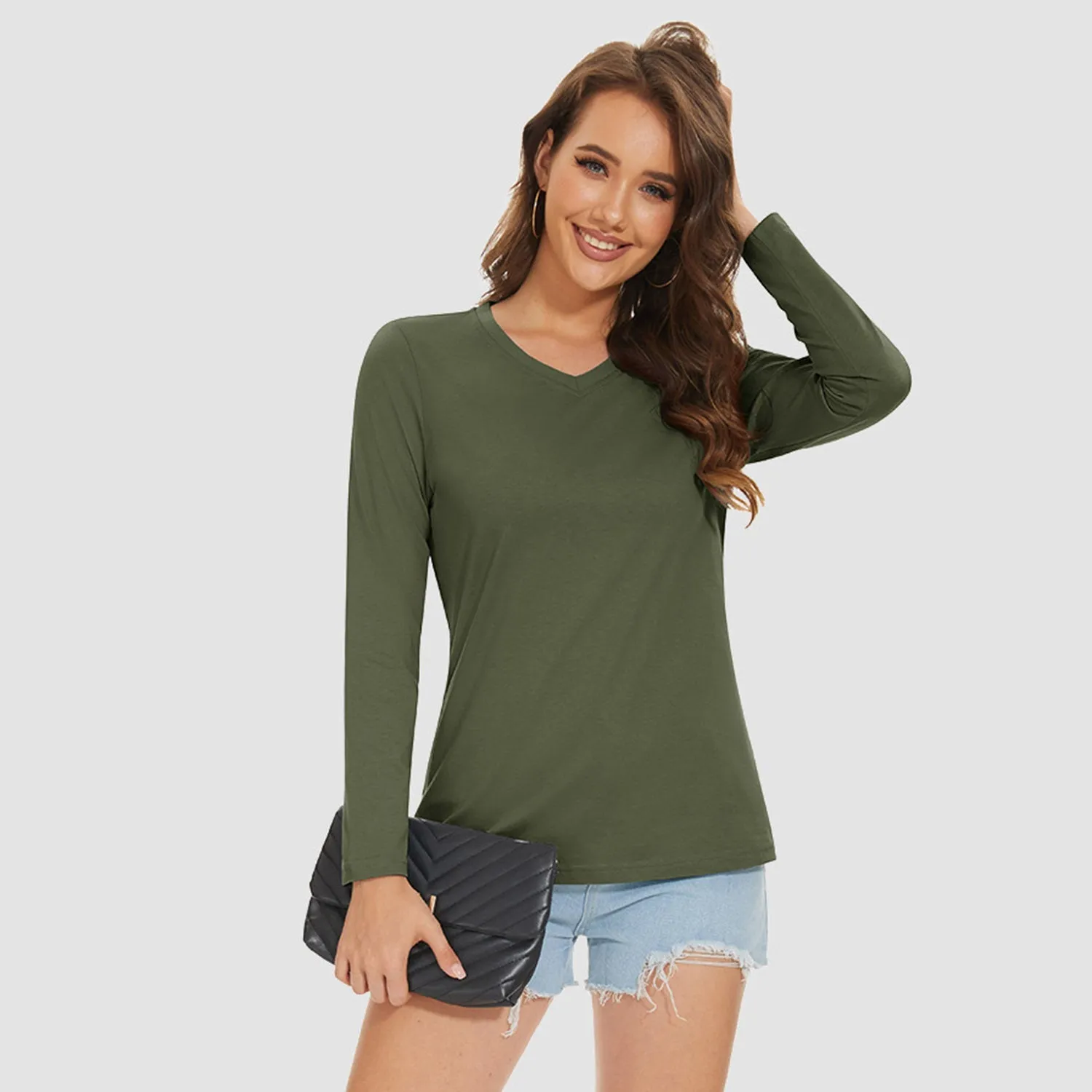 Miriam - Women's V-Neck Long Sleeve Shirt