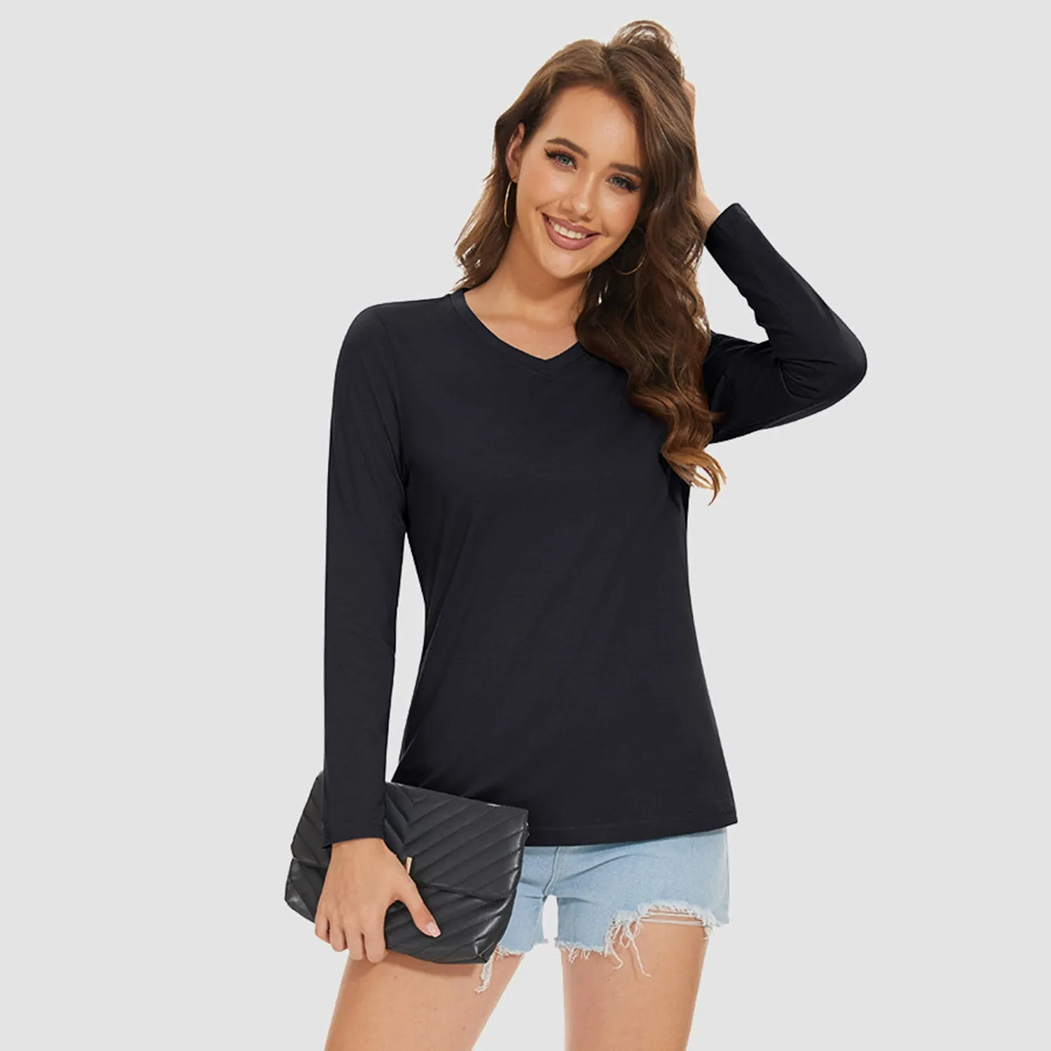 Miriam - Women's V-Neck Long Sleeve Shirt