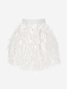 Monnalisa Girls Satin Leaf Skirt in Ivory